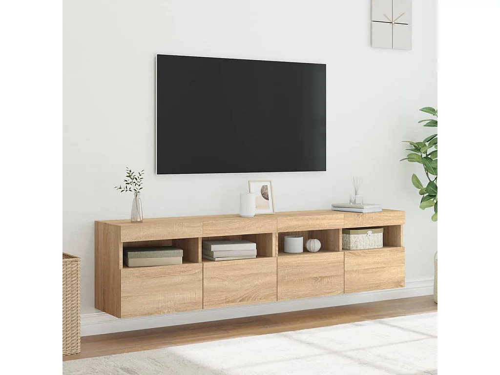 Ølstykke  Tv-wandmeubels met LED 2 st 80x30x40 cm sonoma eikenkleurig