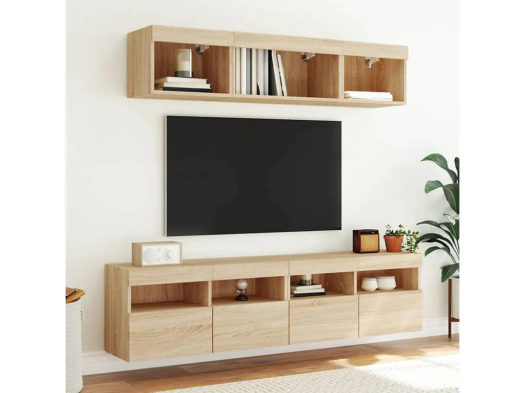 Ølstykke  Tv-wandmeubels met LED 2 st 80x30x40 cm sonoma eikenkleurig