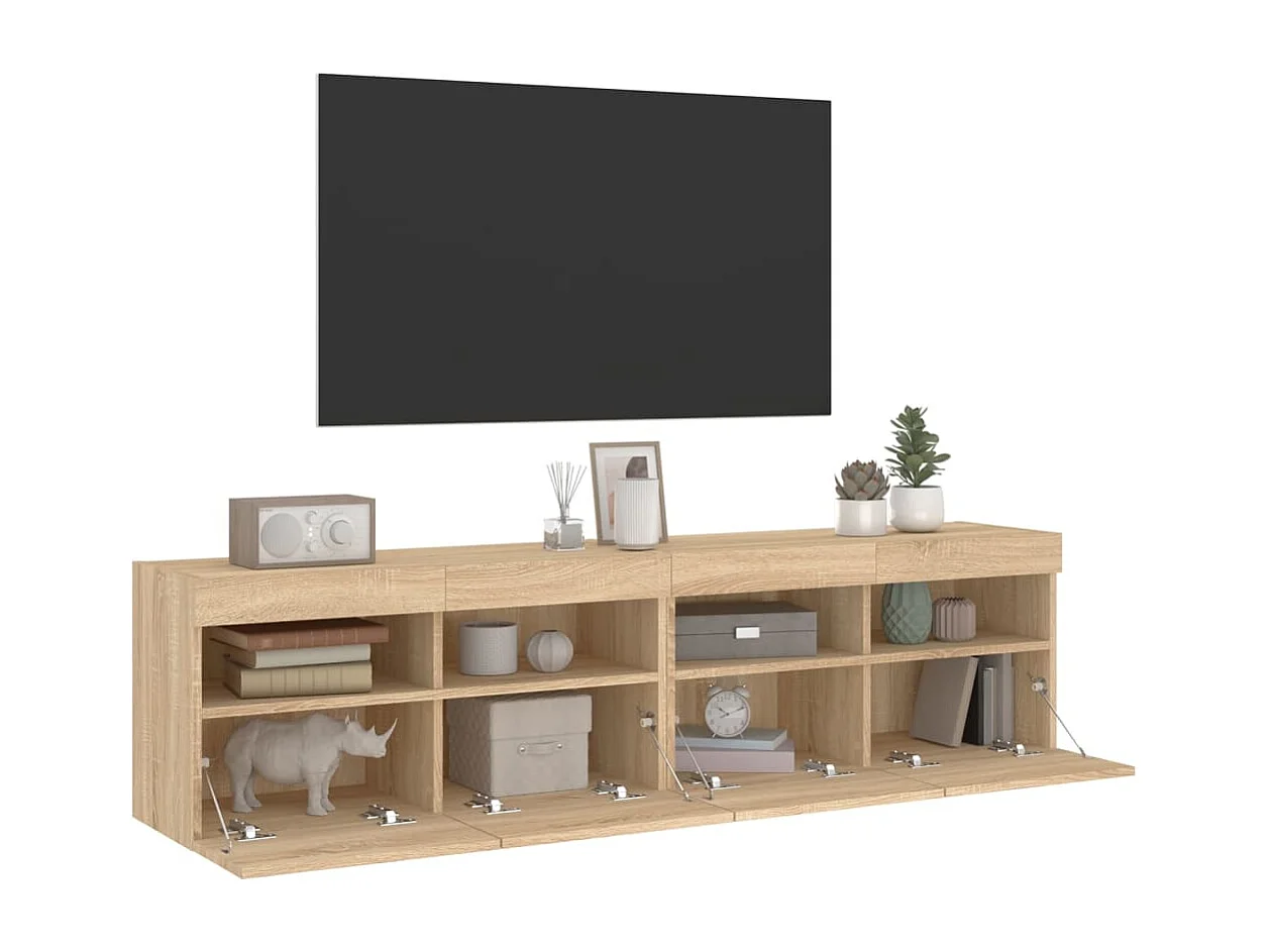 Ølstykke  Tv-wandmeubels met LED 2 st 80x30x40 cm sonoma eikenkleurig