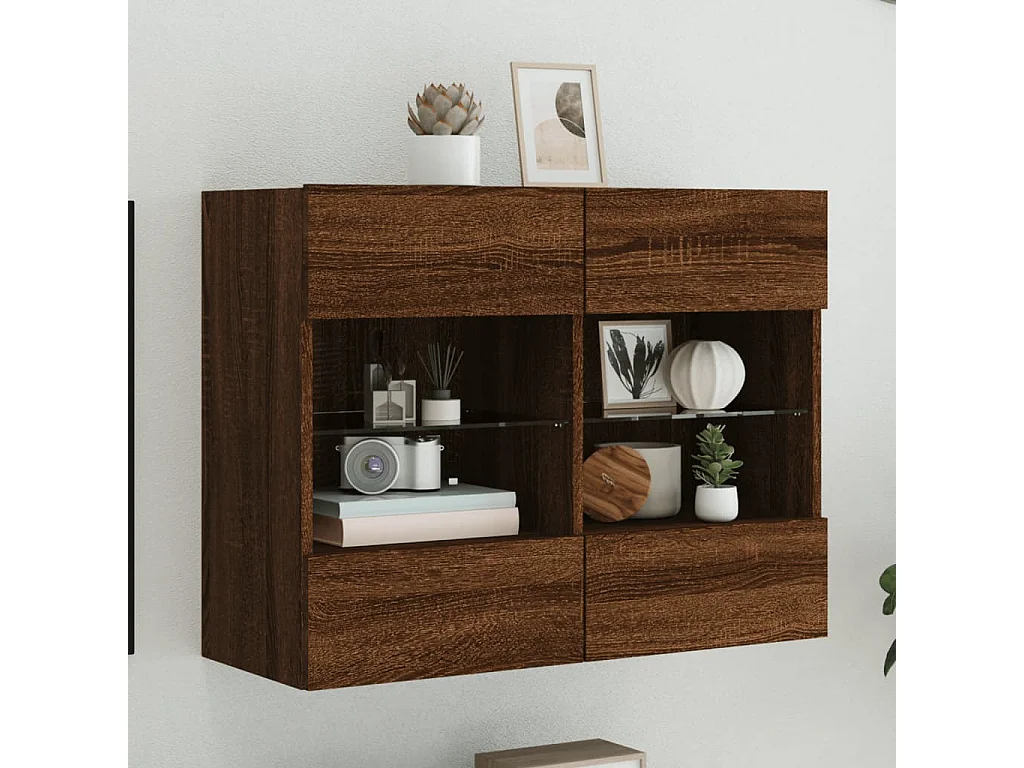 DuBois  Tv-wandmeubel met LED 78,5x30x60,5 cm bruin eikenkleur