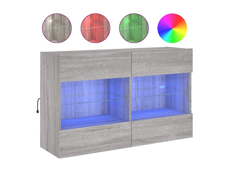 DuBois  Mueble de TV de pared con luces LED gris Sonoma 98,5x30x60,5 cm
