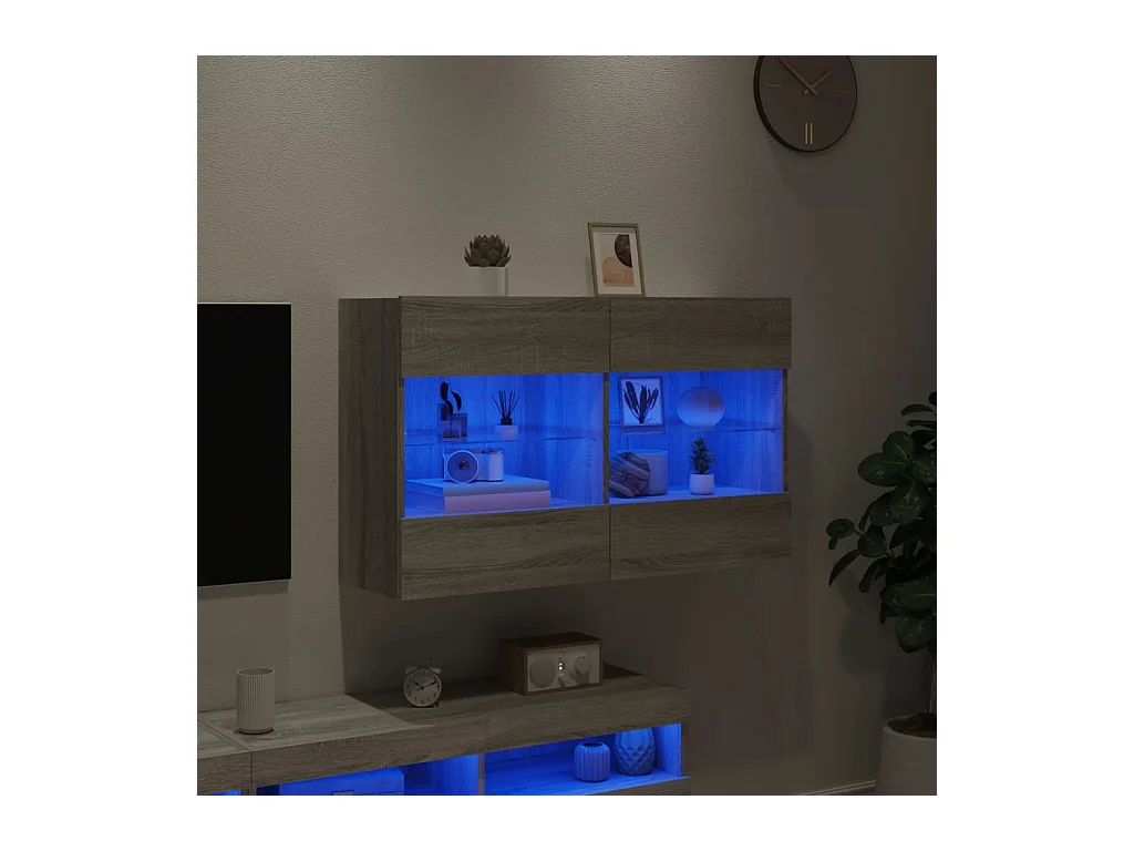 DuBois  Meuble TV mural avec lumières LED sonoma gris 98,5x30x60,5 cm