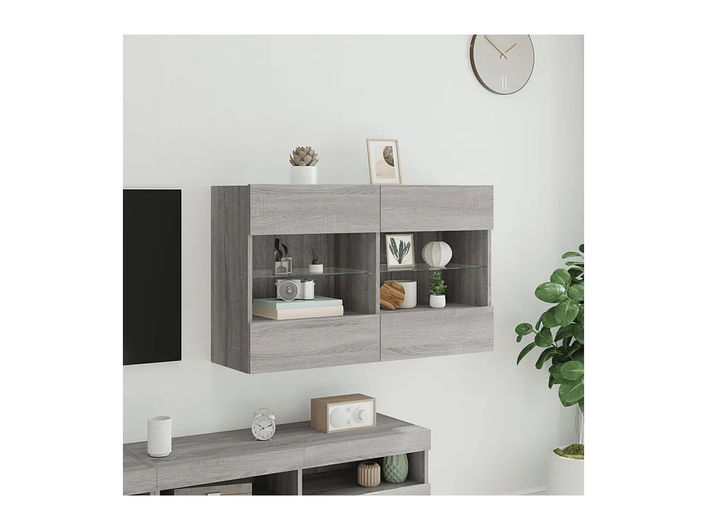 DuBois  Meuble TV mural avec lumières LED sonoma gris 98,5x30x60,5 cm