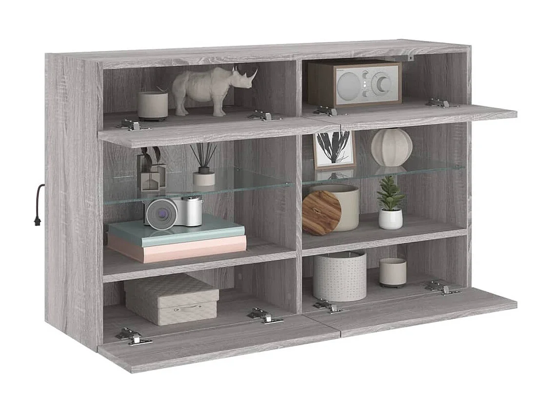 DuBois  Meuble TV mural avec lumières LED sonoma gris 98,5x30x60,5 cm