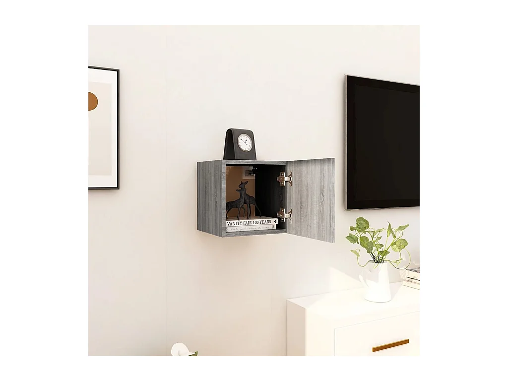 Ahakista  Meuble TV mural Sonoma gris 30,5x30x30 cm