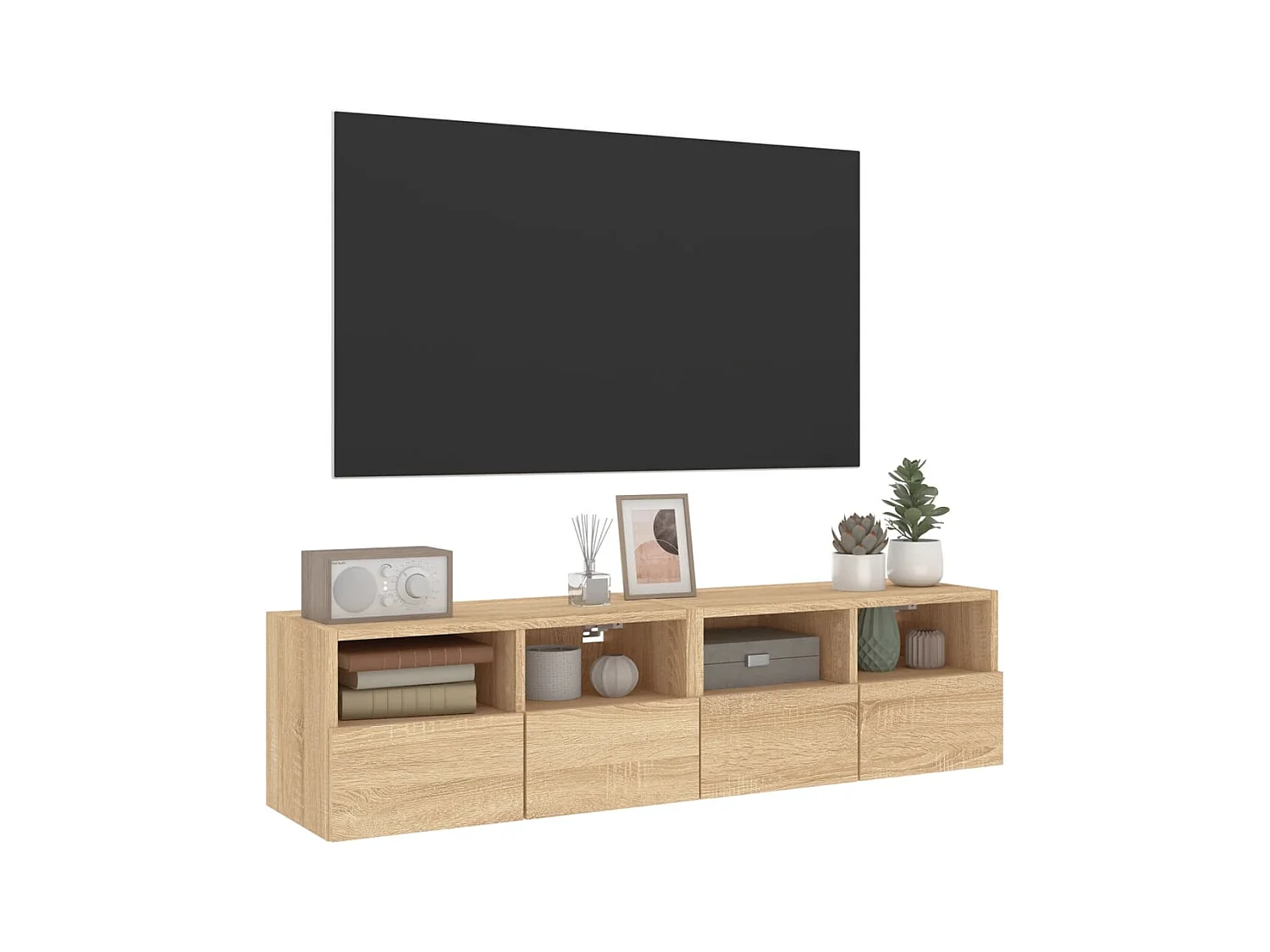 Sil  Tv-meubels 2 st 60x30x30 cm bewerkt hout sonoma eikenkleurig