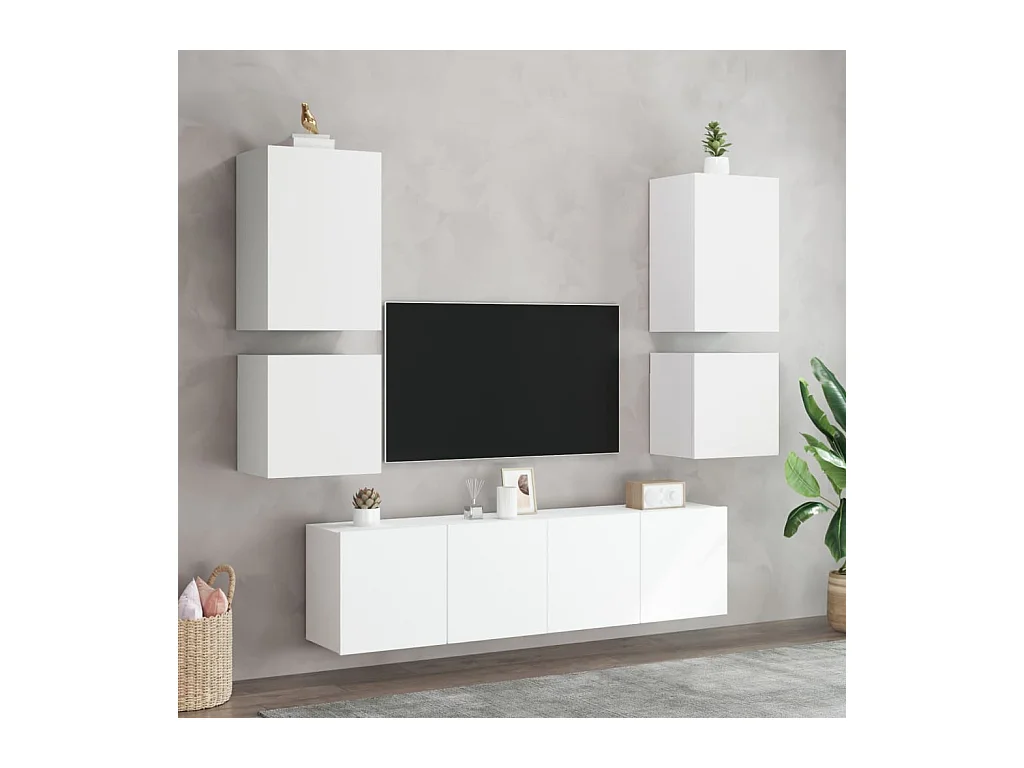 Chaffee  Meuble TV mural blanc 40,5x30x40 cm bois d'ingénierie