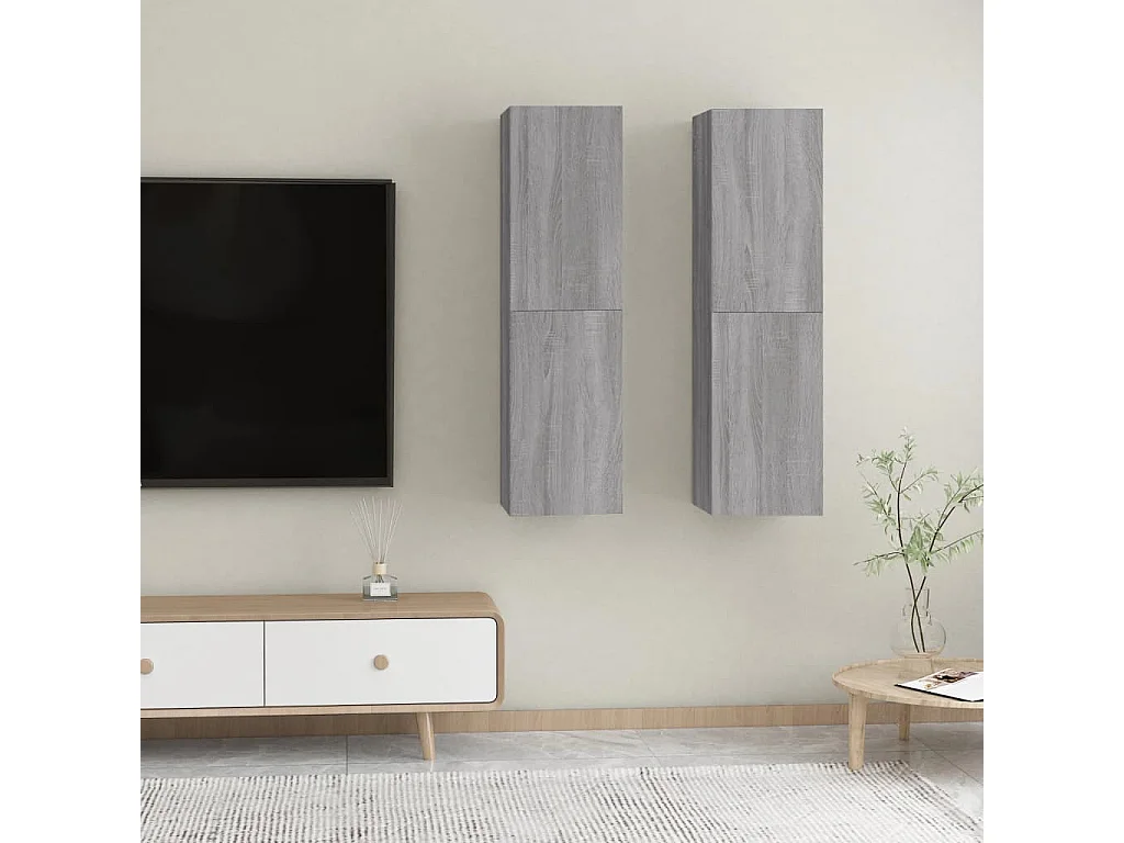 Hoeselt  Meubles TV muraux 2 pcs Sonoma gris 30,5x30x110 cm