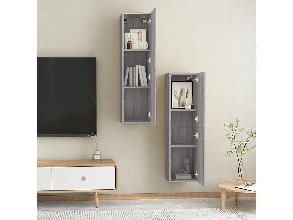 Hoeselt  Meubles TV muraux 2 pcs Sonoma gris 30,5x30x110 cm