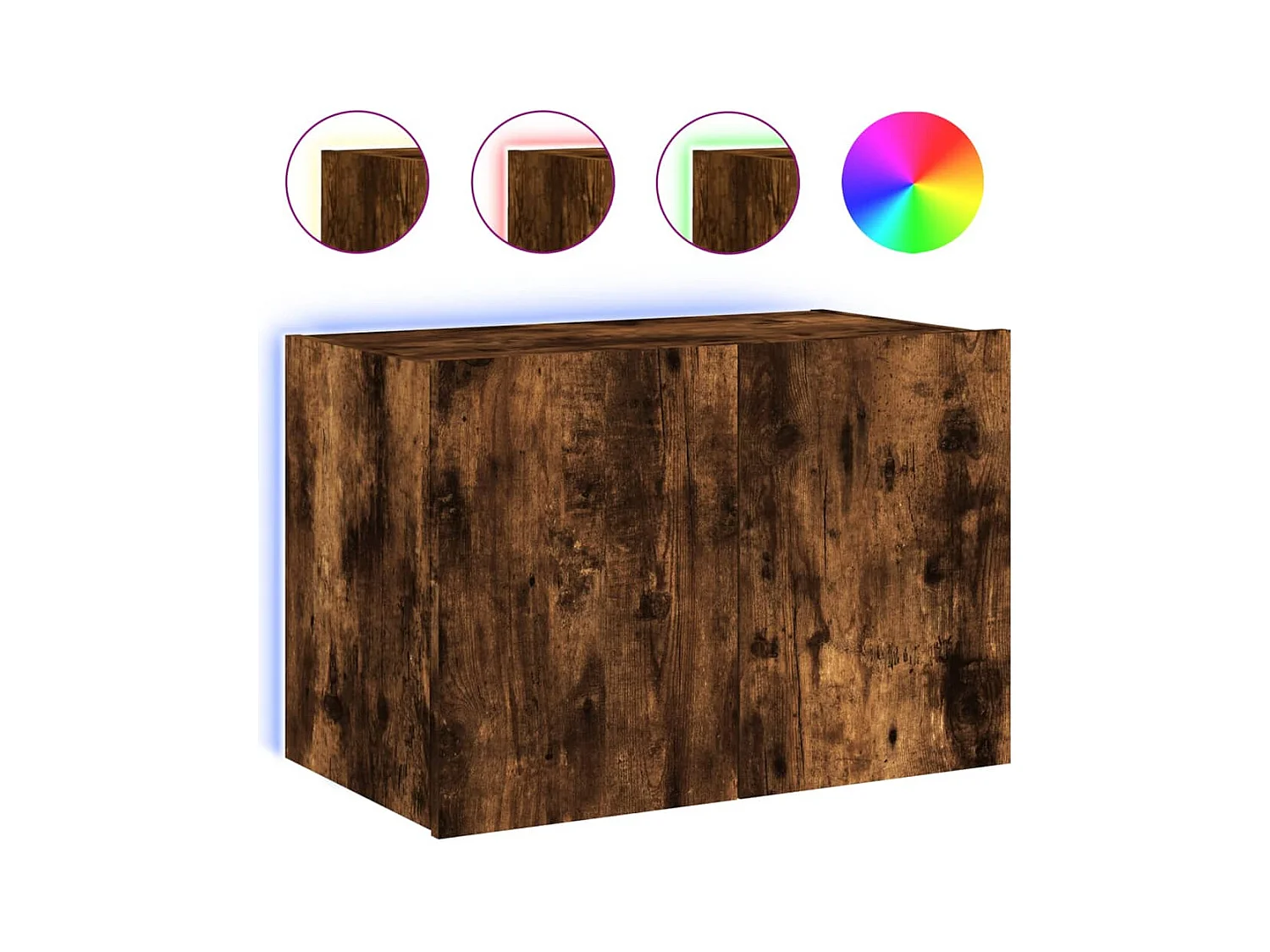 Gerben  Mueble de TV de pared con luces LED roble ahumado 60x35x41 cm