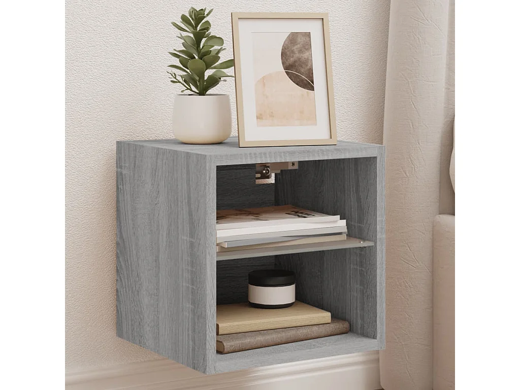 Hans  Tv-wandmeubels met LED 2 st 30x28,5x30 cm grijs sonoma eiken