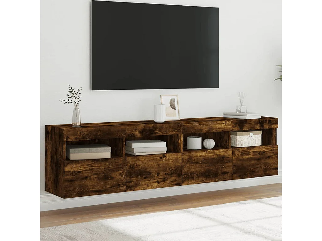 Ølstykke  Tv-wandmeubels met LED 2 st 80x30x40 cm gerookt eikenkleurig