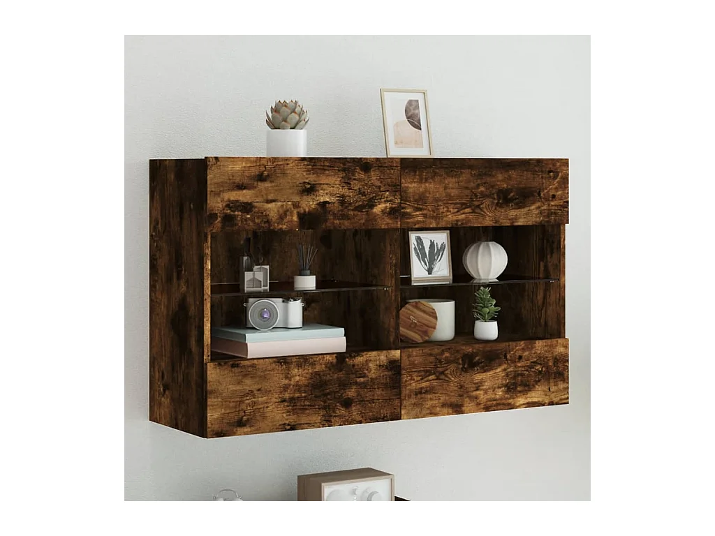 DuBois  Tv-wandmeubel met LED-verlichting 98,5x30x60,5 cm gerookt eiken