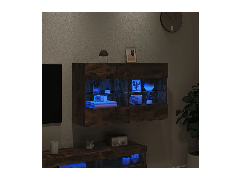 DuBois  Tv-wandmeubel met LED-verlichting 98,5x30x60,5 cm gerookt eiken