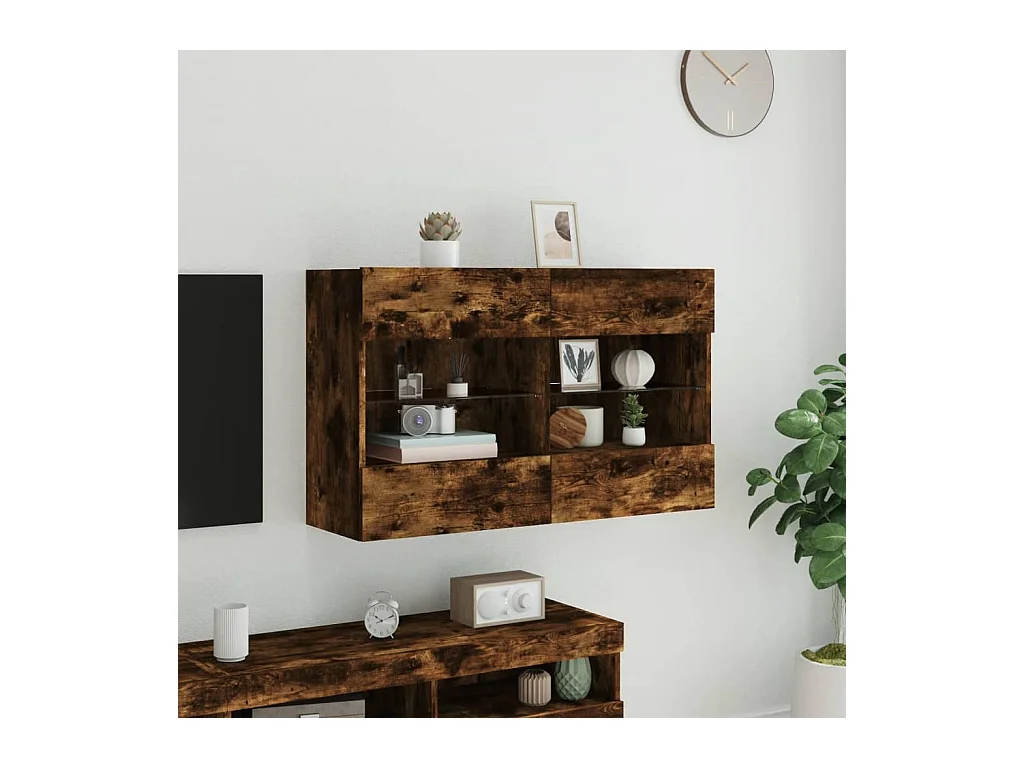 DuBois  Tv-wandmeubel met LED-verlichting 98,5x30x60,5 cm gerookt eiken