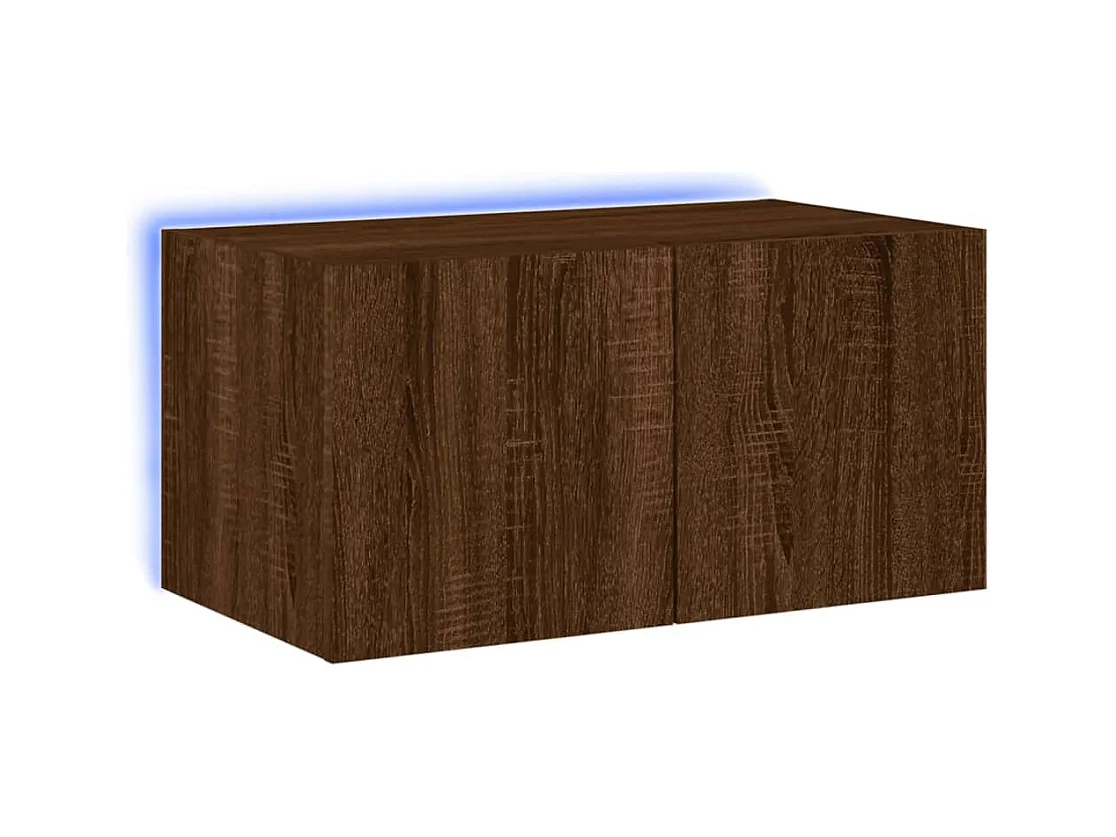 Gerben  Mueble de TV de pared con luces LED roble marrón 60x35x31 cm