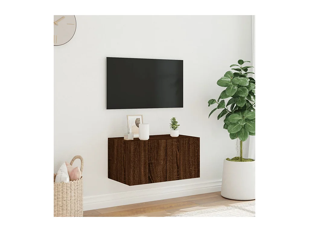 Gerben  Mueble de TV de pared con luces LED roble marrón 60x35x31 cm