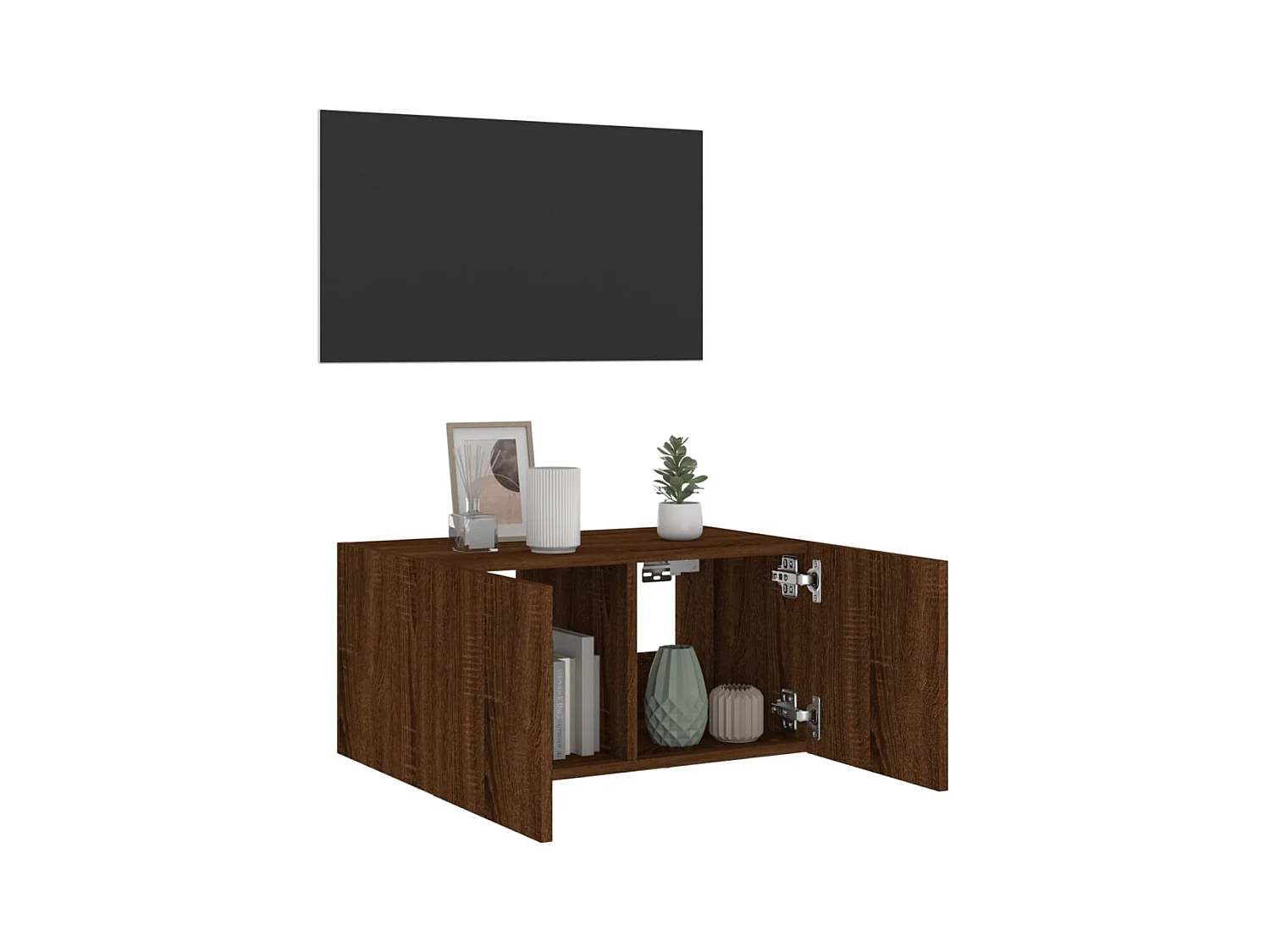 Gerben  Mueble de TV de pared con luces LED roble marrón 60x35x31 cm