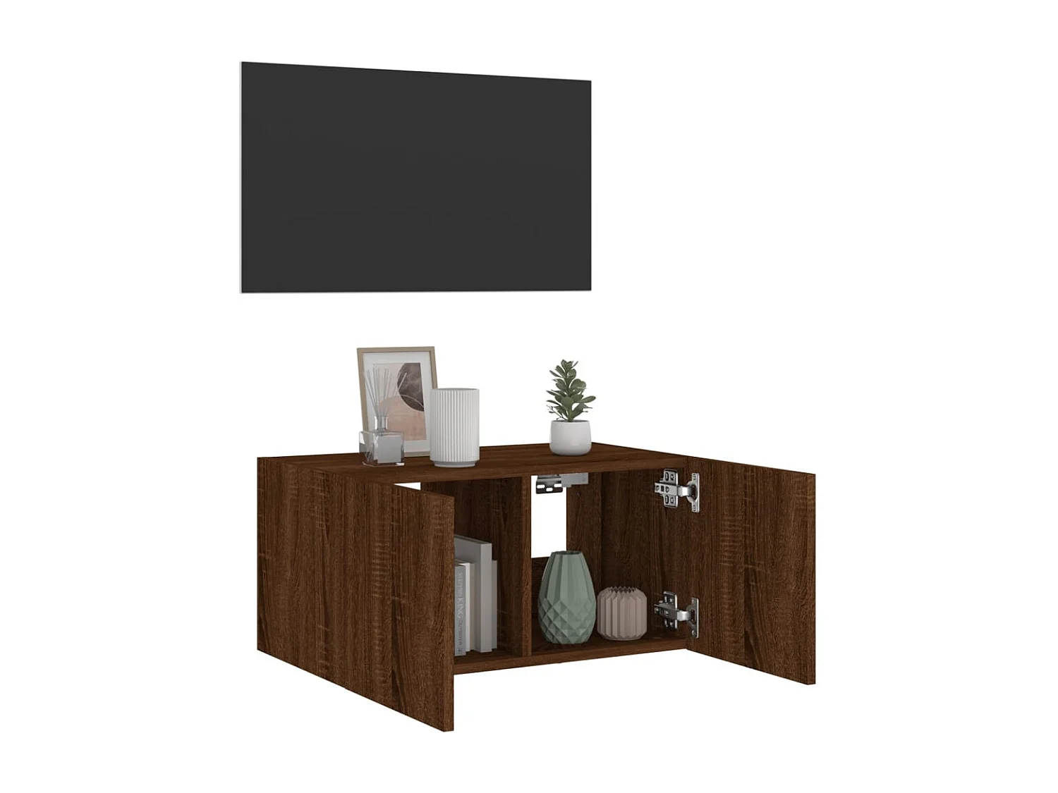 Gerben  Mueble de TV de pared con luces LED roble marrón 60x35x31 cm