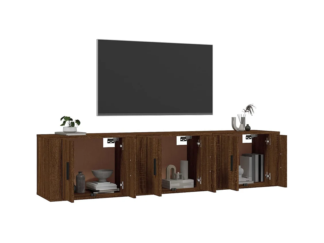 Crofton  Meubles TV muraux 3 pcs chêne marron 57x34,5x40 cm