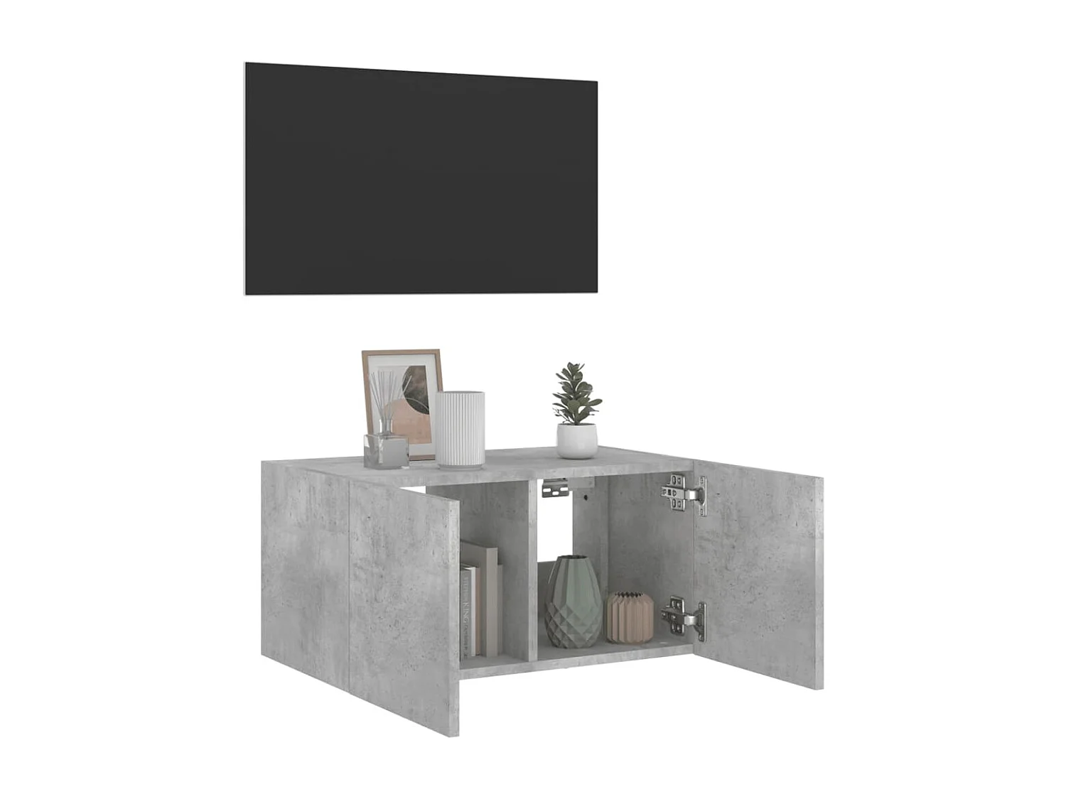 Gerben  Meuble TV mural avec lumières LED gris béton 60x35x31 cm
