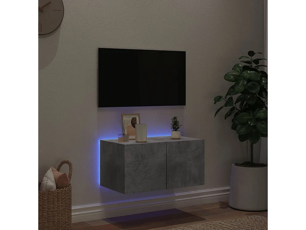 Gerben  Tv-wandmeubel met LED-verlichting 60x35x31 cm betongrijs