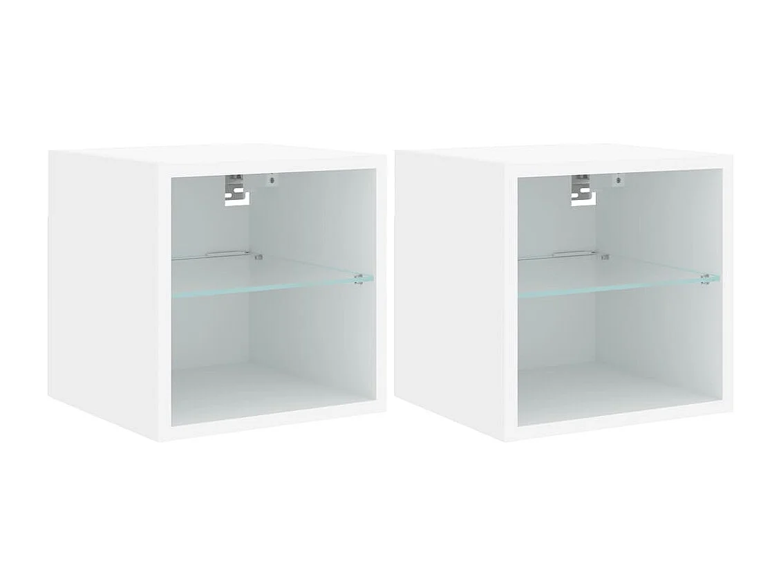 Hans  Meubles TV muraux avec lumières LED 2 pcs blanc 30x28,5x30 cm