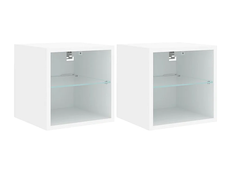 Hans  Meubles TV muraux avec lumières LED 2 pcs blanc 30x28,5x30 cm