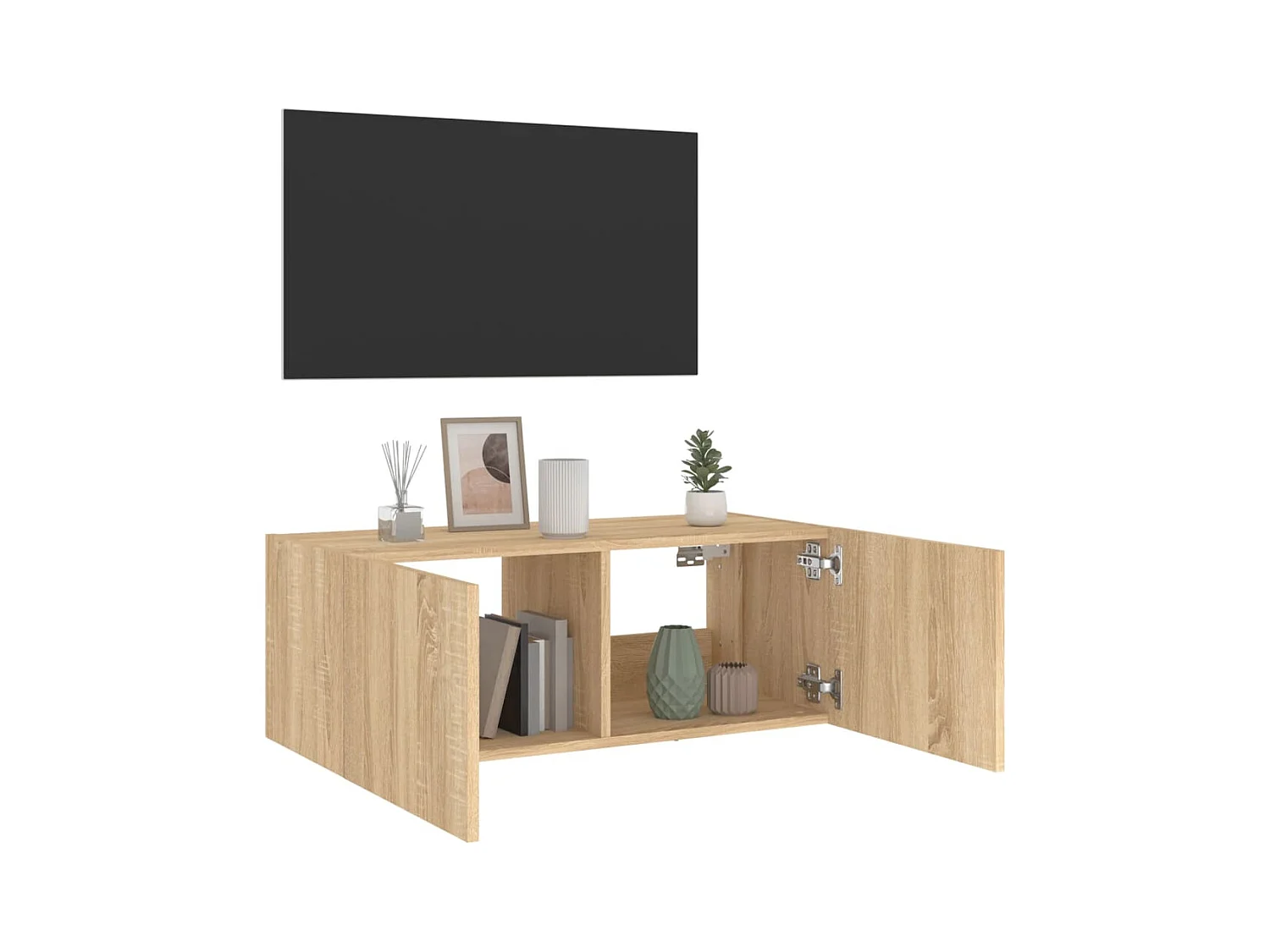 Gerben  Meuble TV mural avec lumières LED chêne sonoma 80x35x31 cm