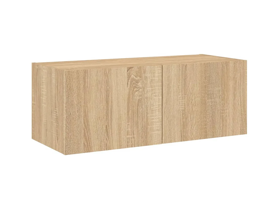 Gerben  Meuble TV mural avec lumières LED chêne sonoma 80x35x31 cm