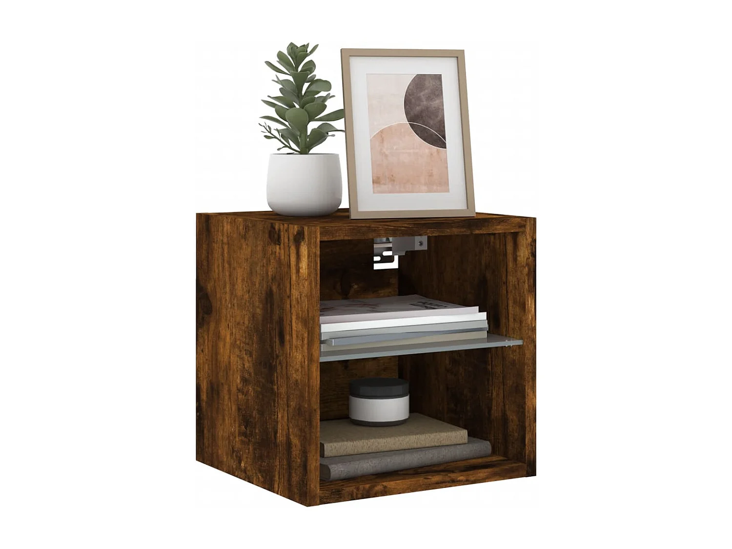 Hans  Meubles TV muraux et lumières LED 2pcs chêne fumé 30x28,5x30 cm