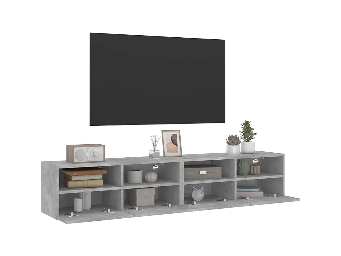 Sil  Meubles TV muraux 2 pcs gris béton 80x30x30cm bois d'ingénierie