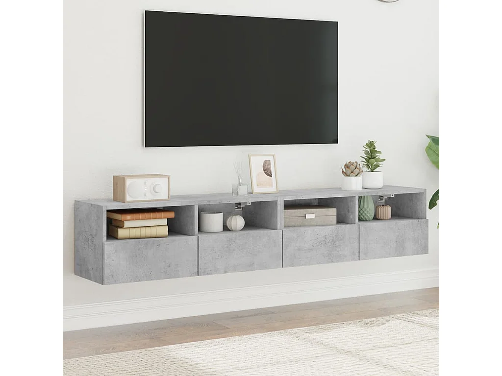Sil  Meubles TV muraux 2 pcs gris béton 80x30x30cm bois d'ingénierie