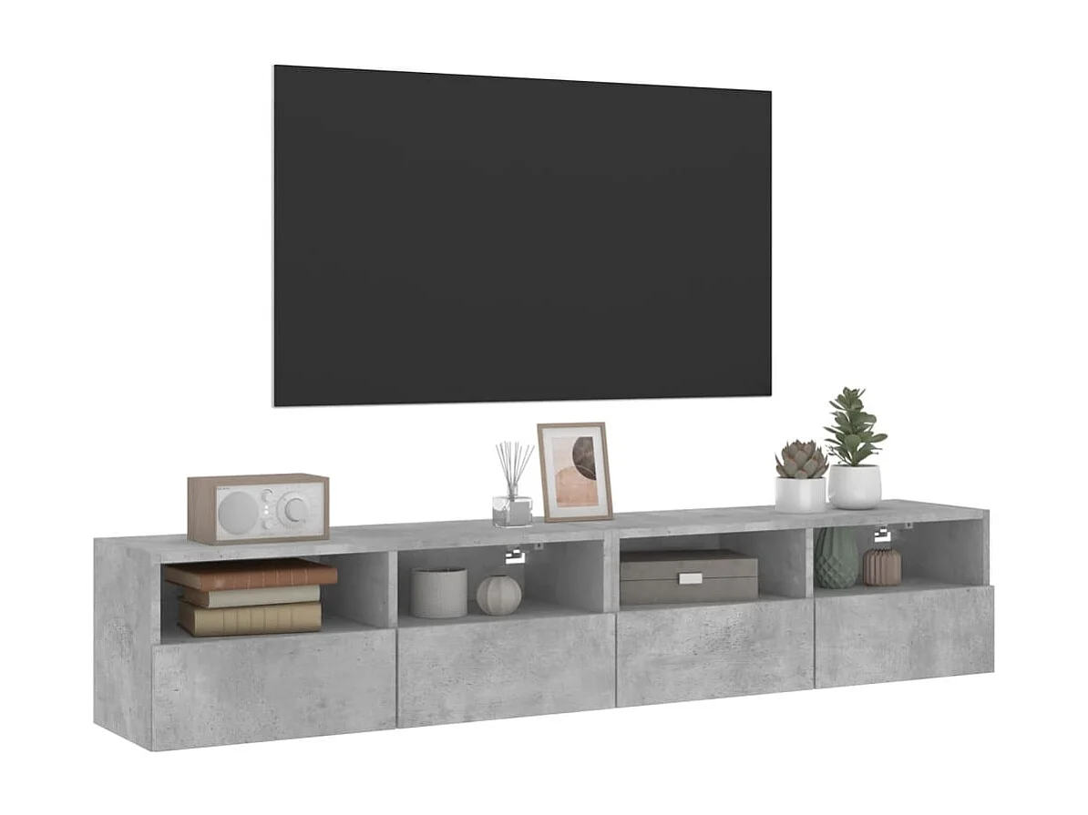 Sil  Meubles TV muraux 2 pcs gris béton 80x30x30cm bois d'ingénierie