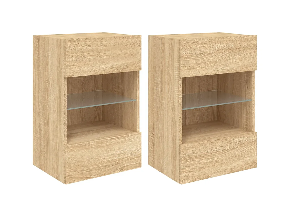 Prolenta Premium -  Meubles TV muraux lumières LED 2 pcs chêne sonoma 40x30x60,5 cm