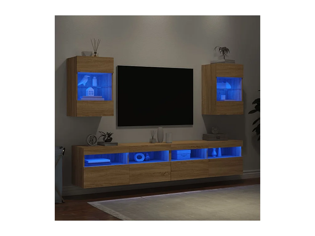 Prolenta Premium -  Meubles TV muraux lumières LED 2 pcs chêne sonoma 40x30x60,5 cm
