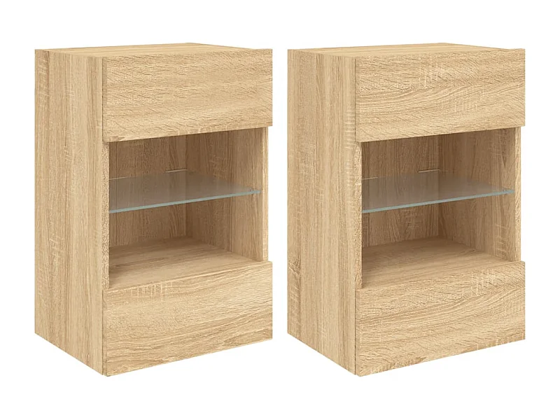 Prolenta Premium -  Muebles TV de pared luces LED 2 uds roble Sonoma 40x30x60,5 cm