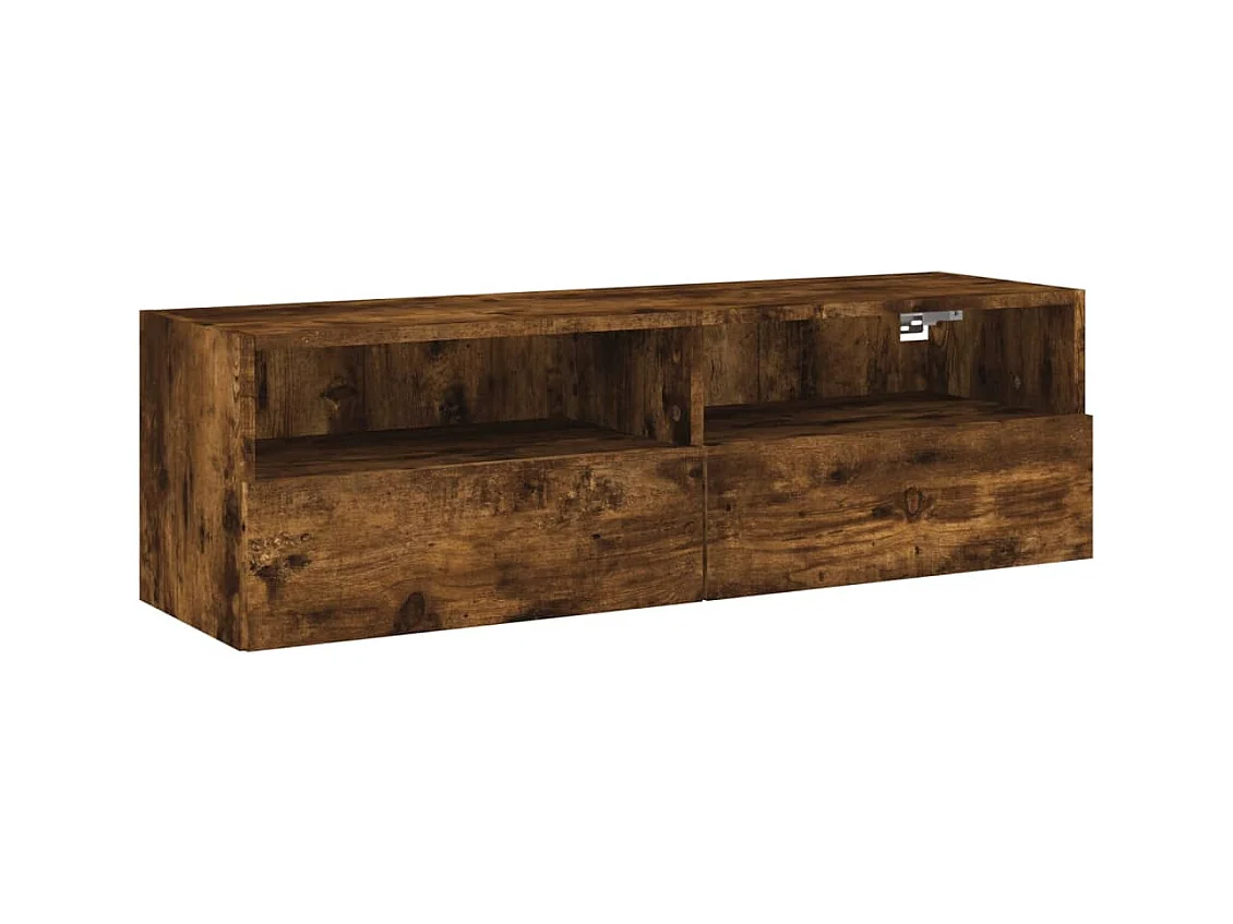 Sil  Meuble TV mural chêne fumé 100x30x30 cm bois d'ingénierie