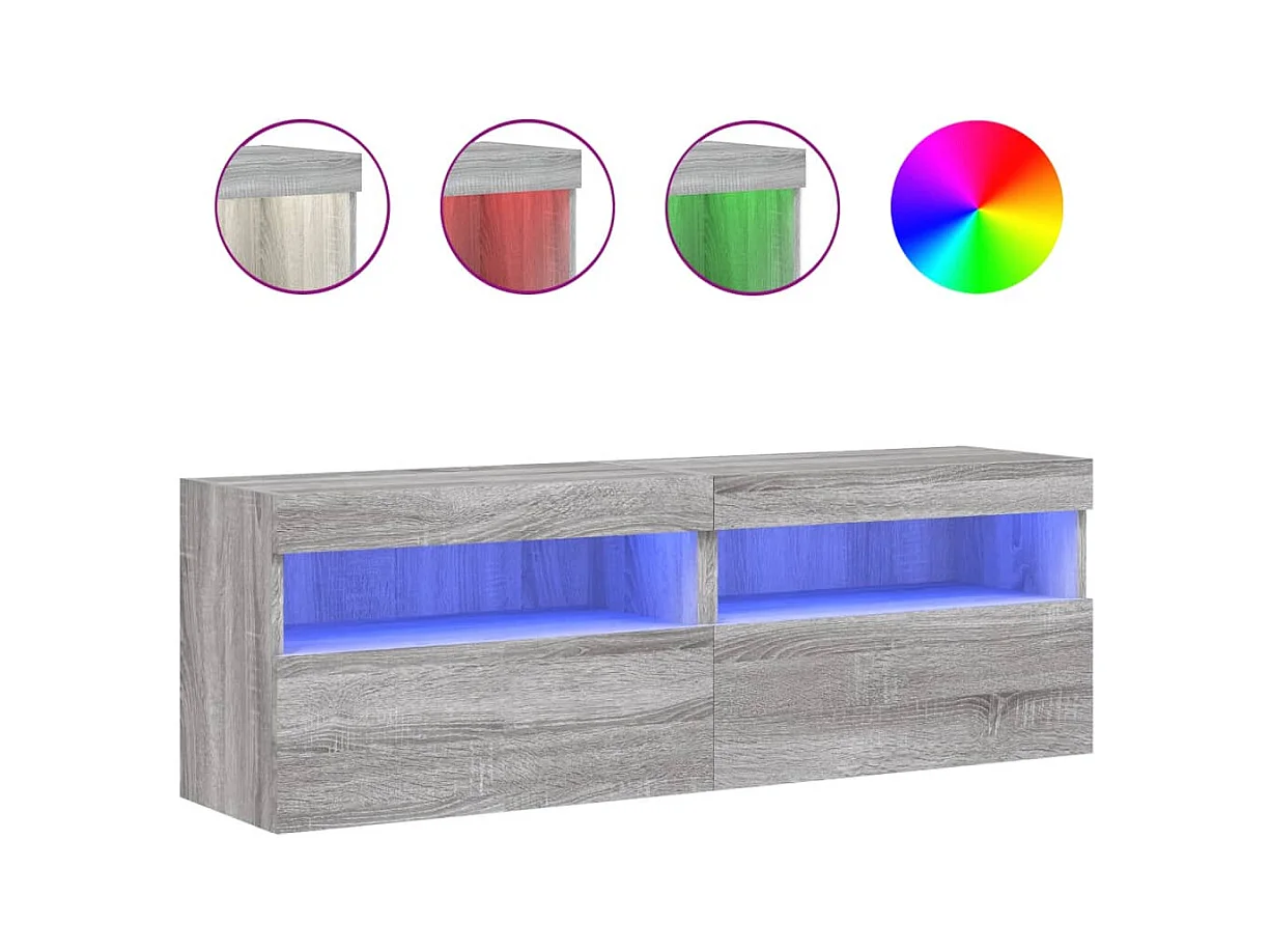 Ølstykke  Meubles TV muraux et lumières LED 2pcs sonoma gris 60x30x40 cm