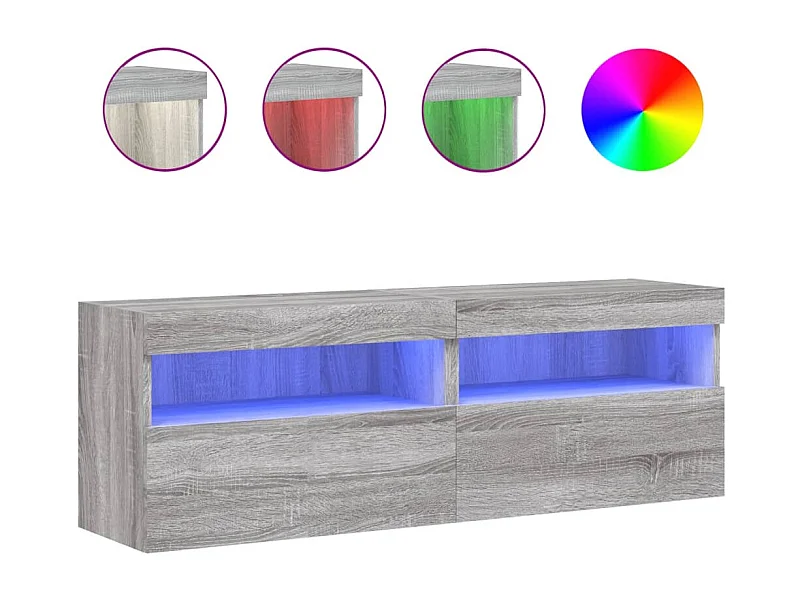 Ølstykke  Meubles TV muraux et lumières LED 2pcs sonoma gris 60x30x40 cm