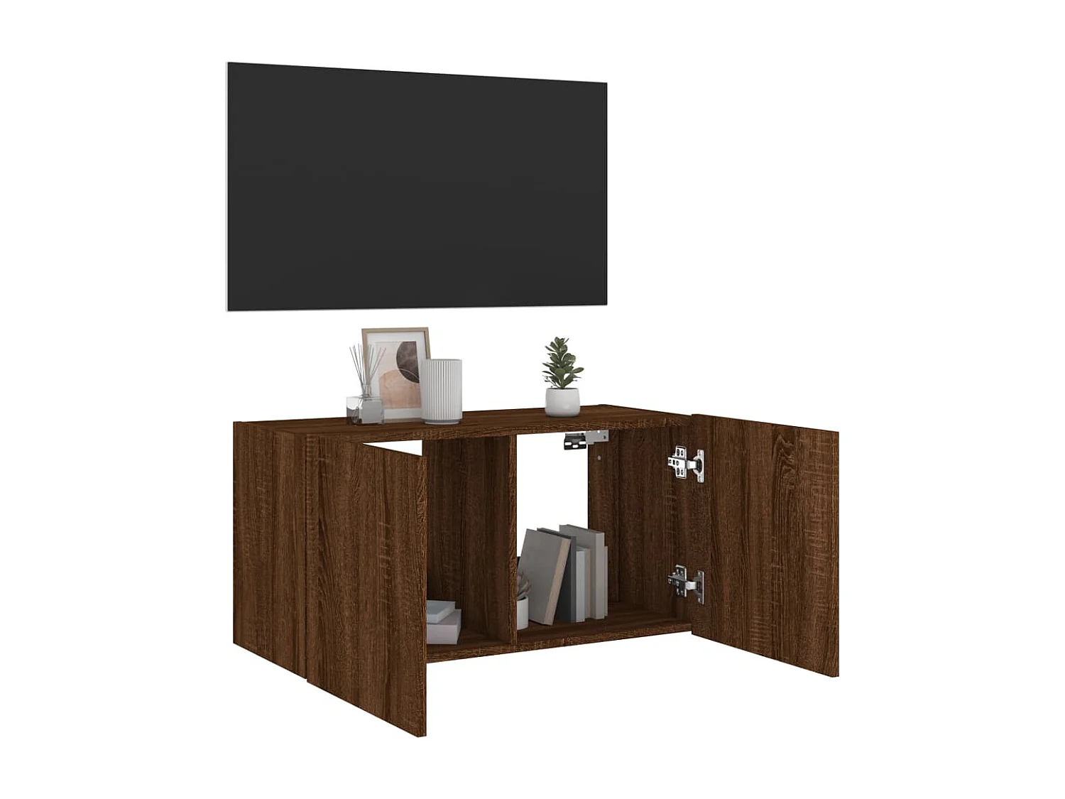 Gerben  Meuble TV mural avec lumières LED chêne marron 80x35x41 cm