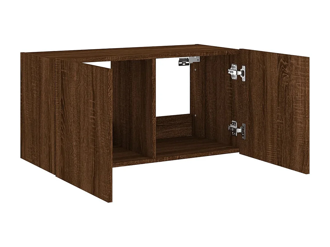 Gerben  Meuble TV mural avec lumières LED chêne marron 80x35x41 cm