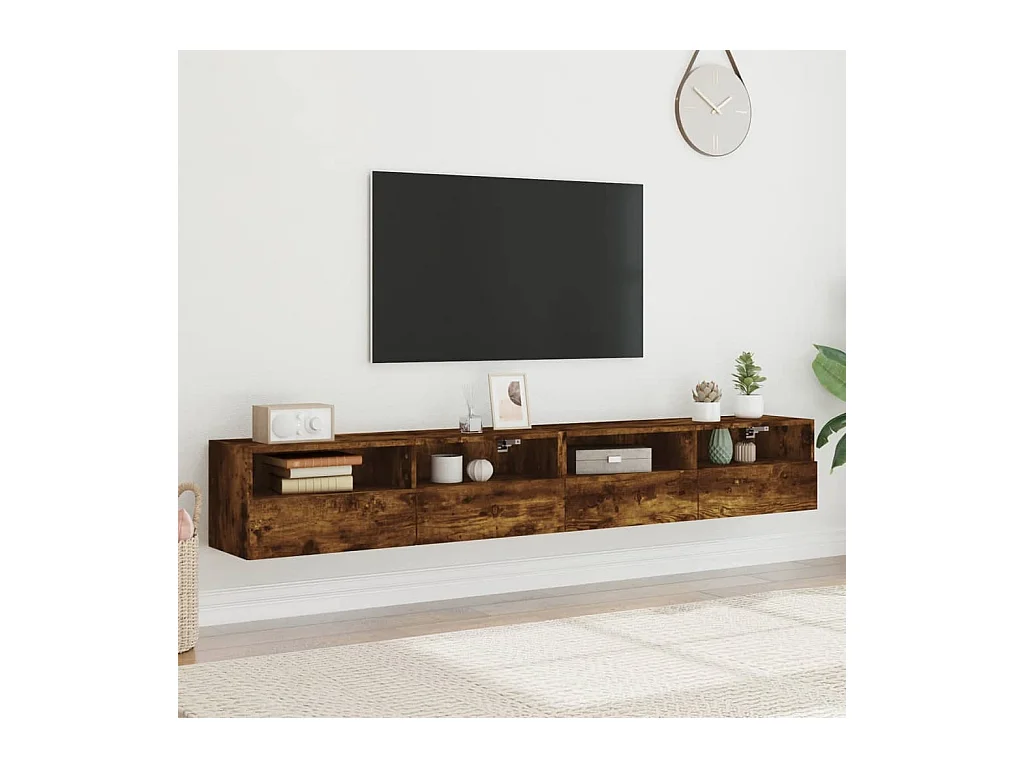 Sil  Tv-wandmeubels 2 st 100x30x30 cm bewerkt hout gerookt eiken