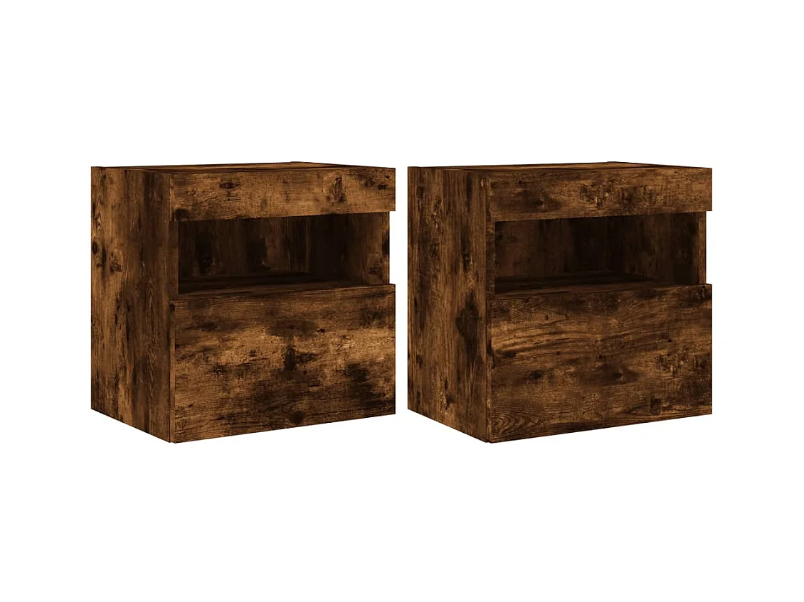 Ølstykke  Muebles TV de pared luces LED 2 uds roble ahumado 40x30x40 cm