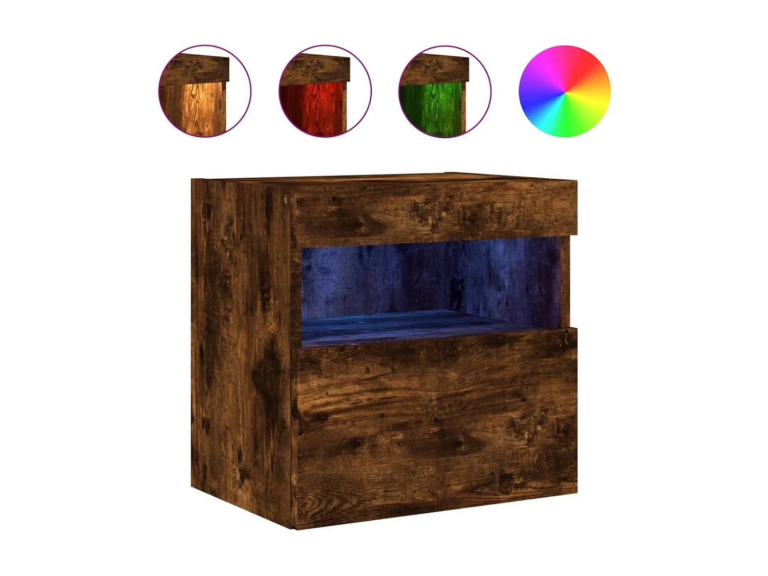 Ølstykke  Muebles TV de pared luces LED 2 uds roble ahumado 40x30x40 cm