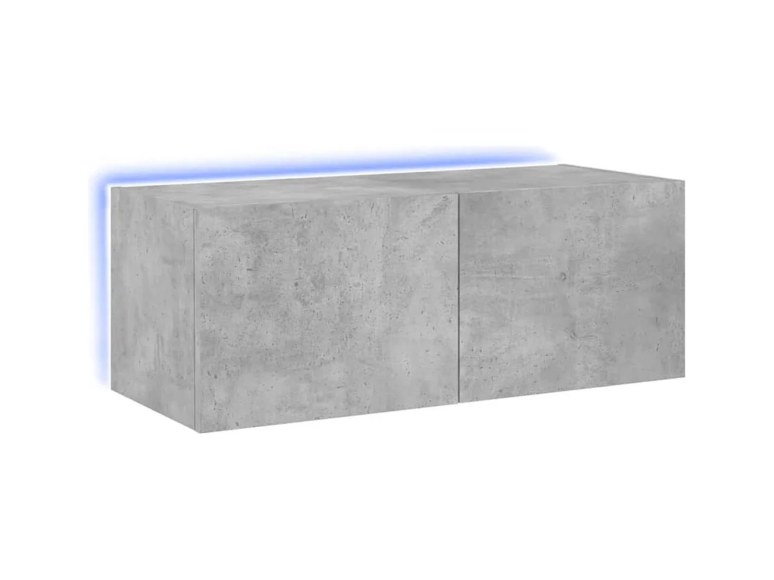 Gerben  Meuble TV mural avec lumières LED gris béton 80x35x31 cm