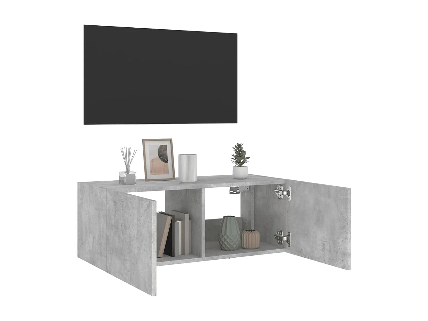 Gerben  Meuble TV mural avec lumières LED gris béton 80x35x31 cm