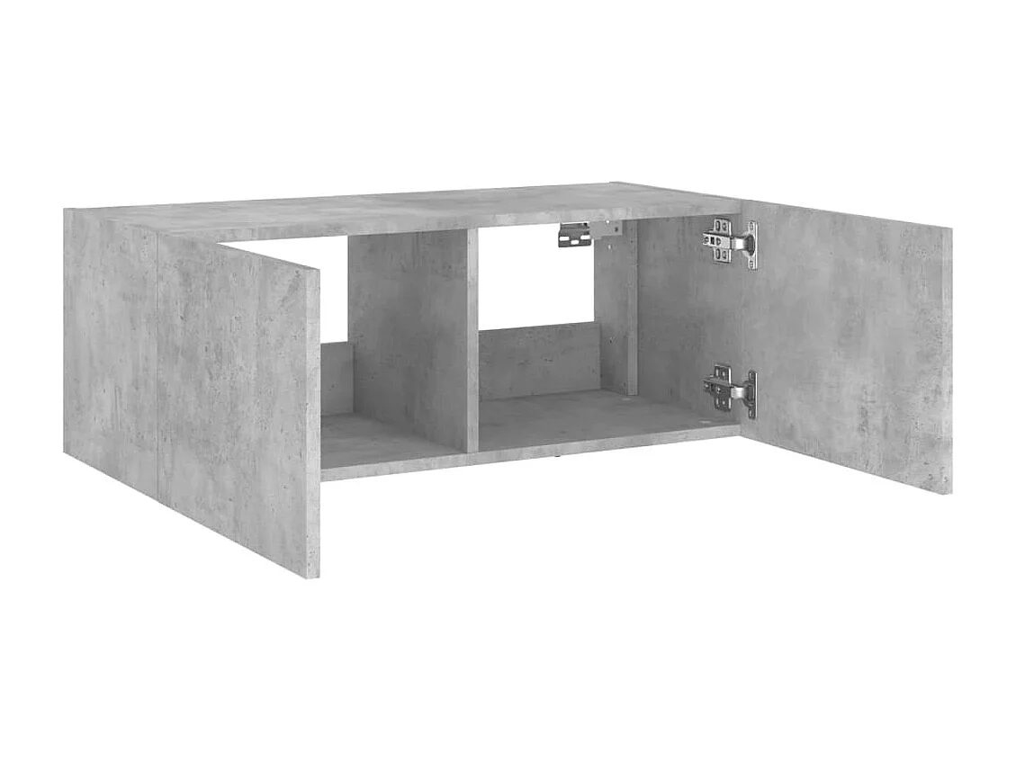 Gerben  Meuble TV mural avec lumières LED gris béton 80x35x31 cm