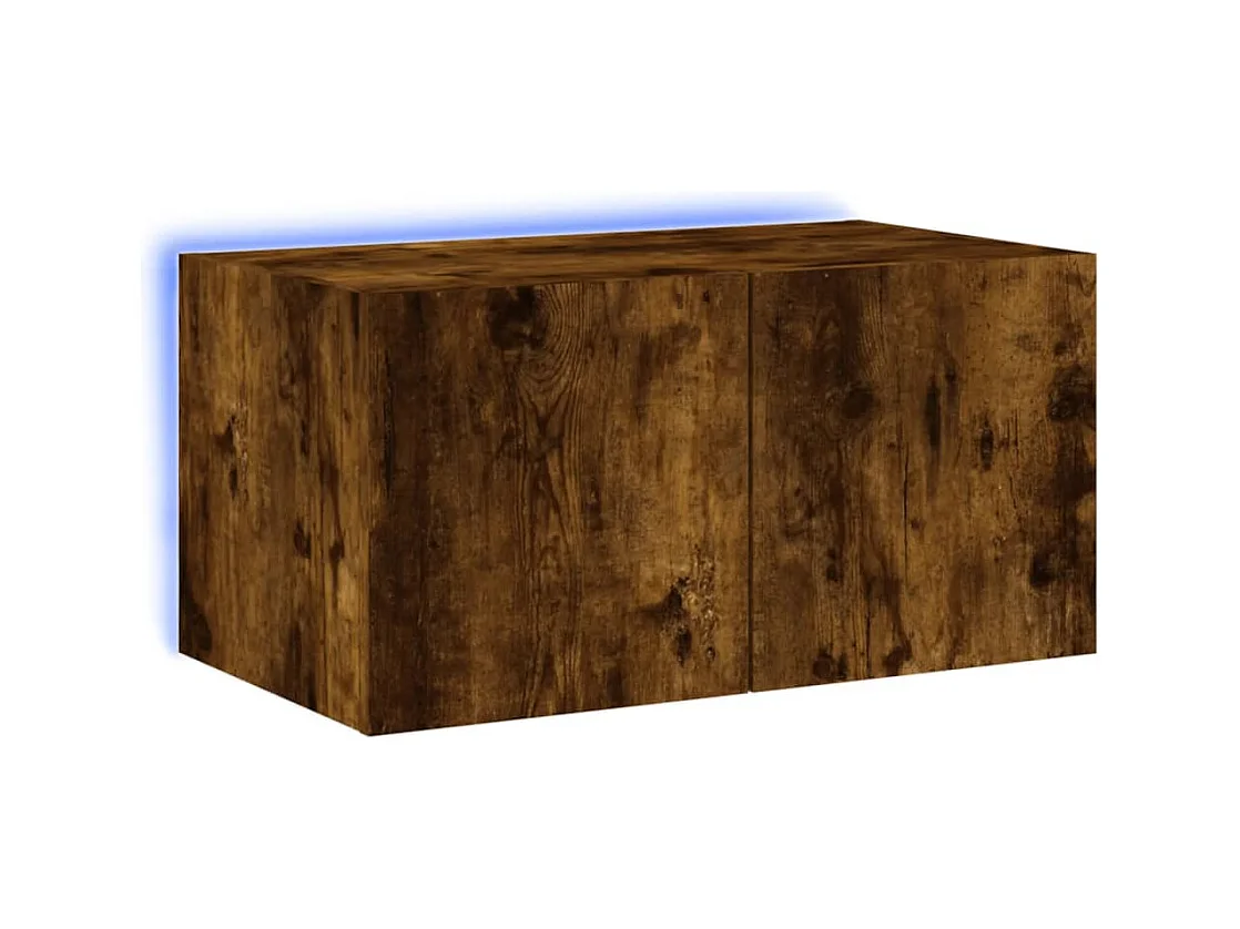 Gerben  Mueble de TV de pared con luces LED roble ahumado 60x35x31 cm