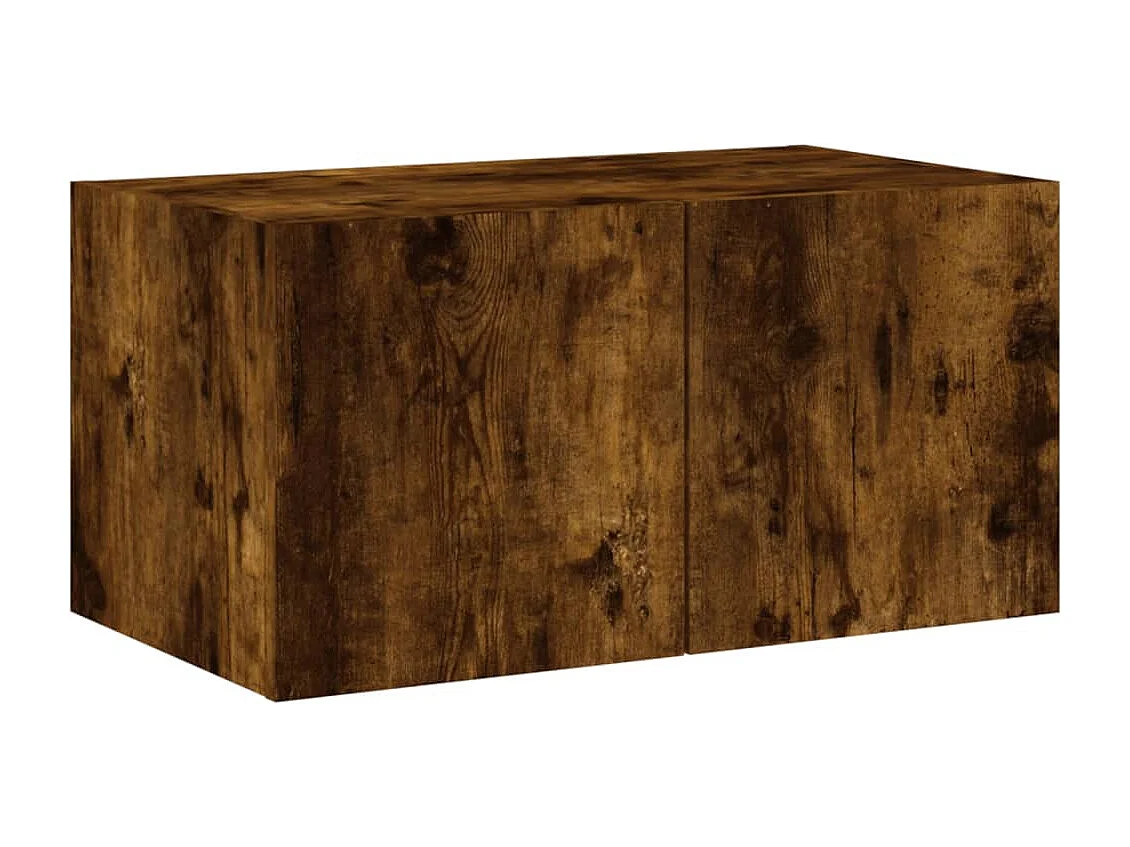 Gerben  Mueble de TV de pared con luces LED roble ahumado 60x35x31 cm